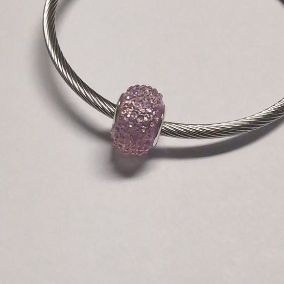 Pink Crushed Pave Charm‎ for Pandora Style Bracelet - Picture 1 of 4